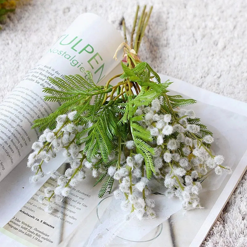 Floris 14 Inch Artificial Acacia Mimosa Faux Flower