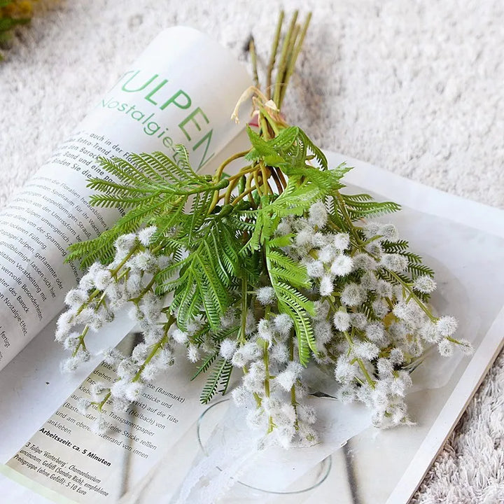 Floris 14 Inch Artificial Acacia Mimosa Faux Flower