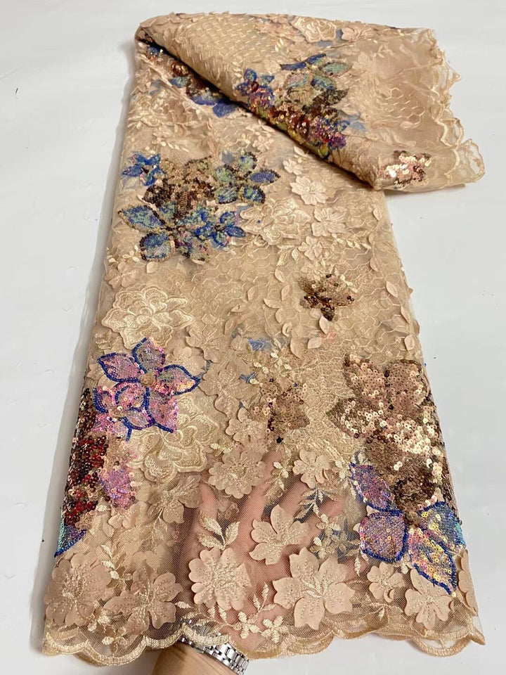 5 YARDS / 9 COLORI / Tessuto per abiti da cerimonia nuziale in pizzo scintillante con ricami in rilievo e paillettes Valentin