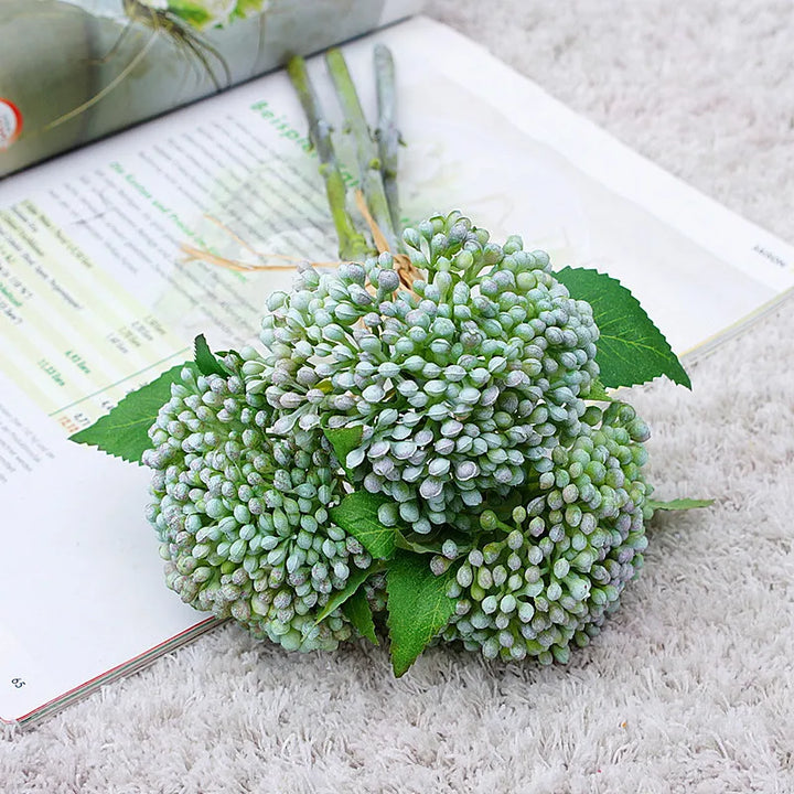 Lina 11 Inch Hydrangea and Oat Grapes Artificial Flower