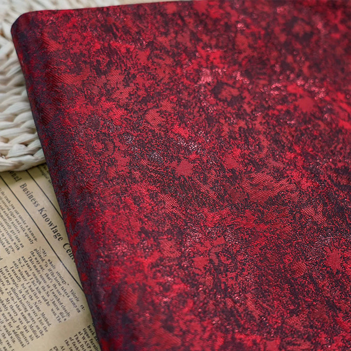 Milo Crimson Red Textured Yarn Dyed Jacquard Fabric