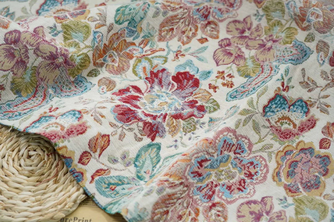 Chachos Multicolor Flower Woven Chenille Fabric