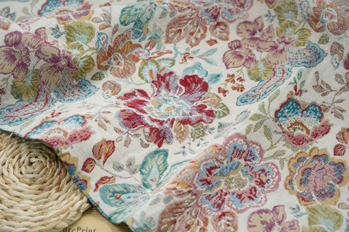 Chachos Multicolor Flower Woven Chenille Fabric