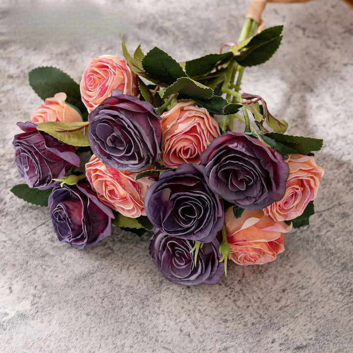 Brio 17 Inch Artificial Burnt Edge Rose Bouquet