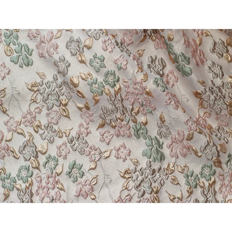 Elizabeth Yarn Dyed Jacquard Gold Embossed Floral Fabric