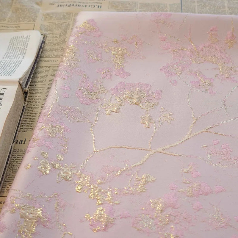 Jan Pink Gold 3D Jacquard Fabric