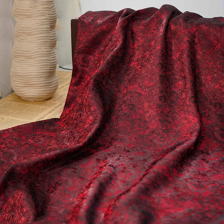 Milo Crimson Red Textured Yarn Dyed Jacquard Fabric