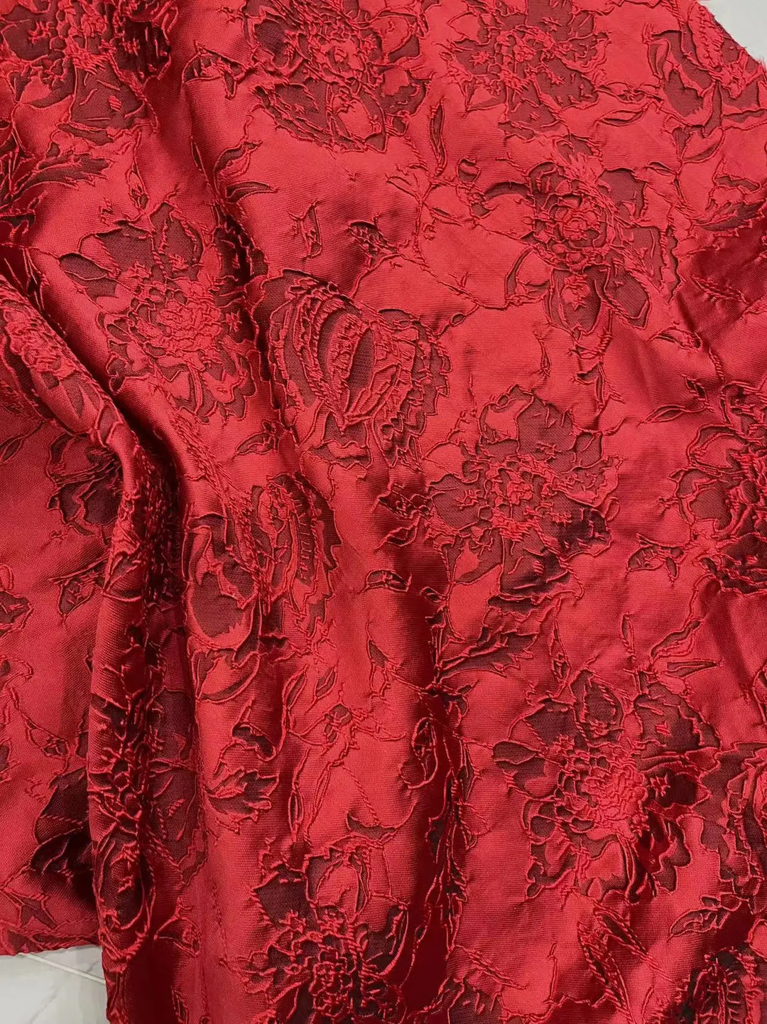 Julienne Black Large Flower Brocade Jacquard Fabric