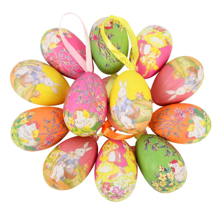 Asherly Easter Painted Foam Eggs Ornaments