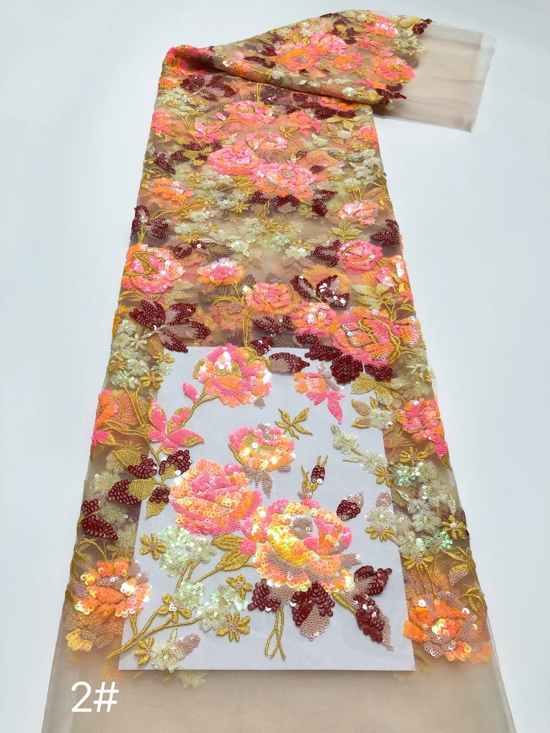 5 YARDS / 3 COLORS / Zarique Beaded Embroidery Bridal Mesh Lace Fabric