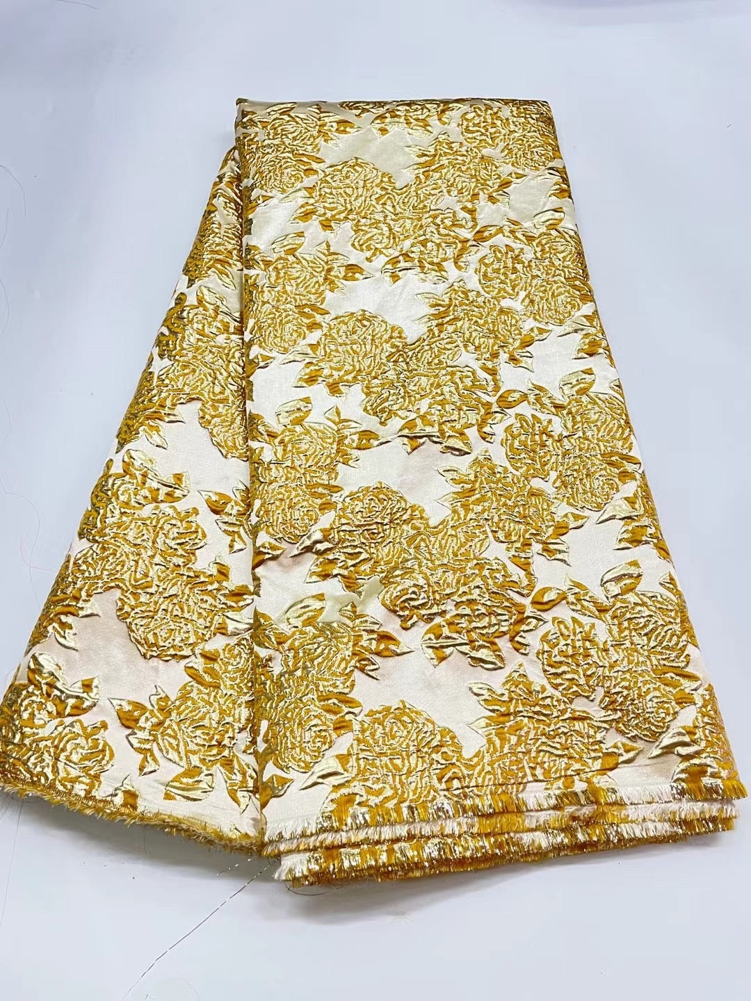 5 YARDS / 10 COLORI / Tessuto per abiti da giacca alla moda in broccato jacquard di viscosa floreale dorato