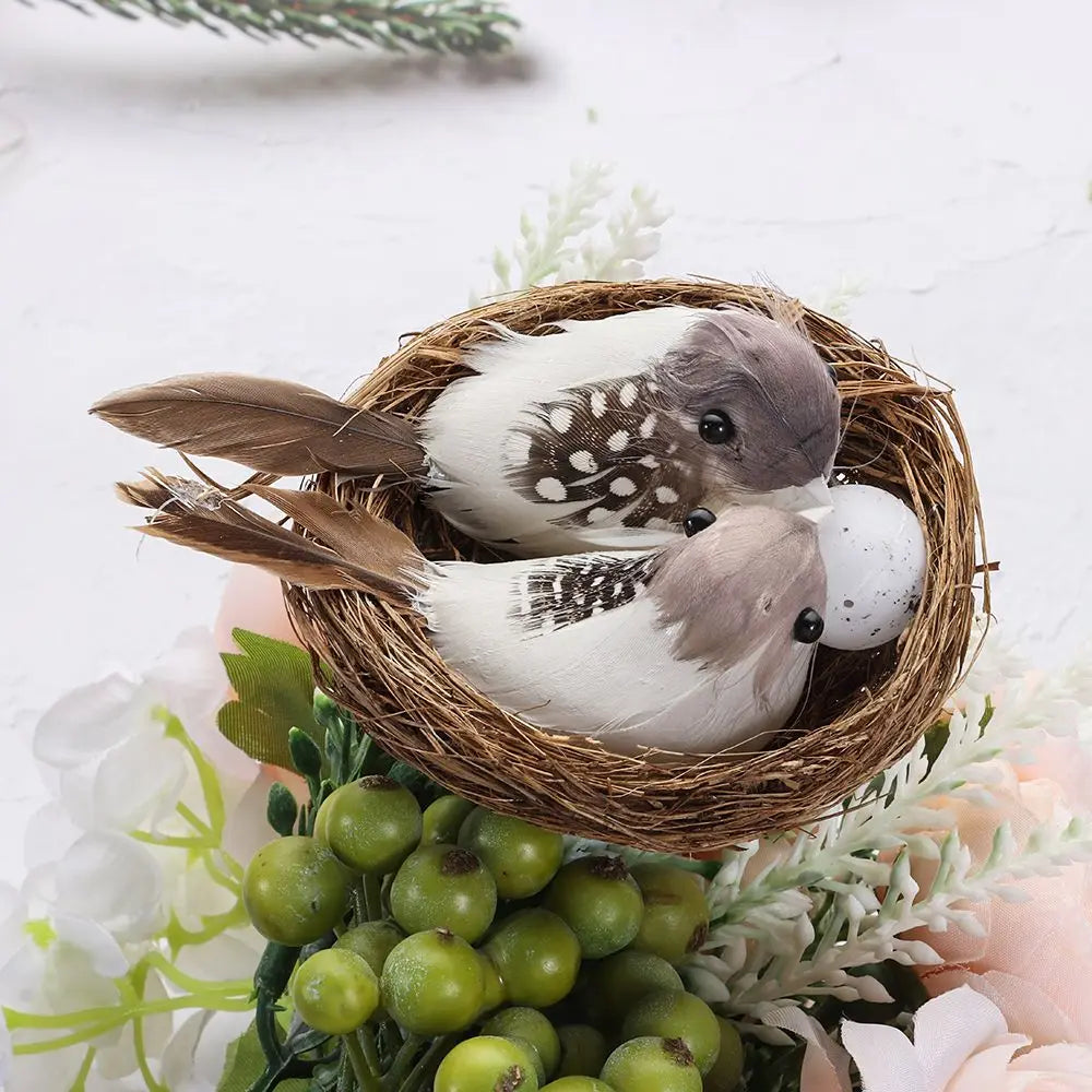 Easter Home Decor Birds with Rattan Nest Dolls