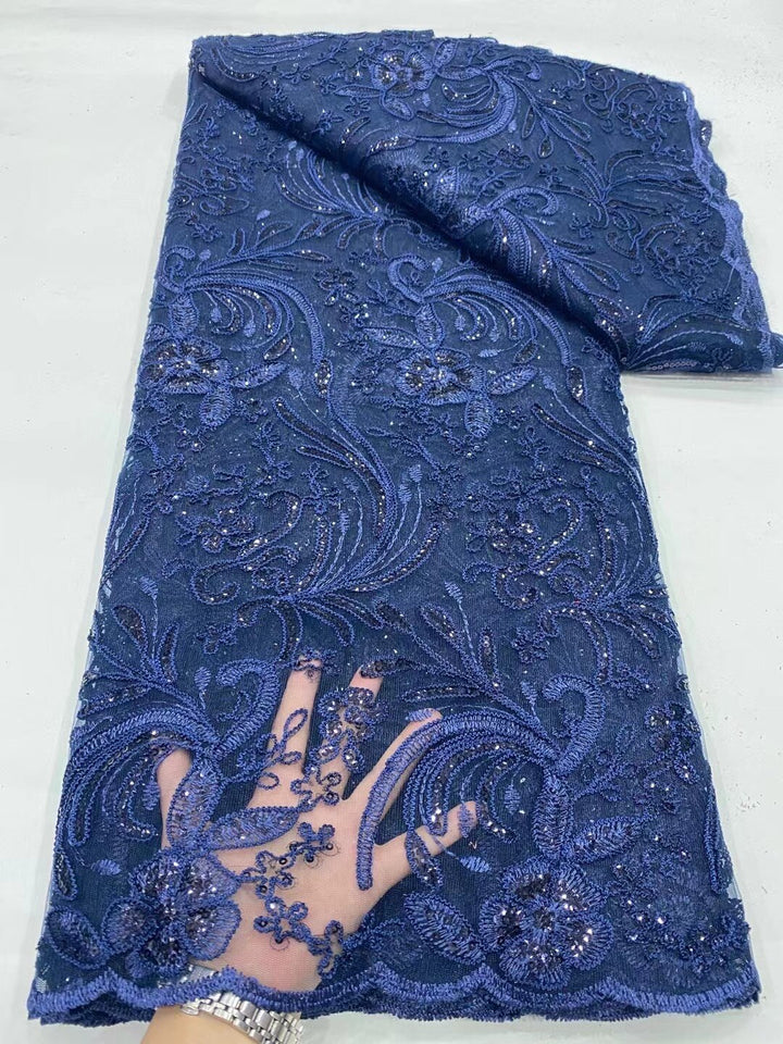5 METRI / 8 COLORI / Tessuto per abiti da cerimonia nuziale in pizzo scintillante con paillettes ricamate e perline Mathéo