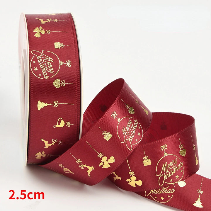 5 Yards / Polyester Printed Christmas Decoration Ribbon