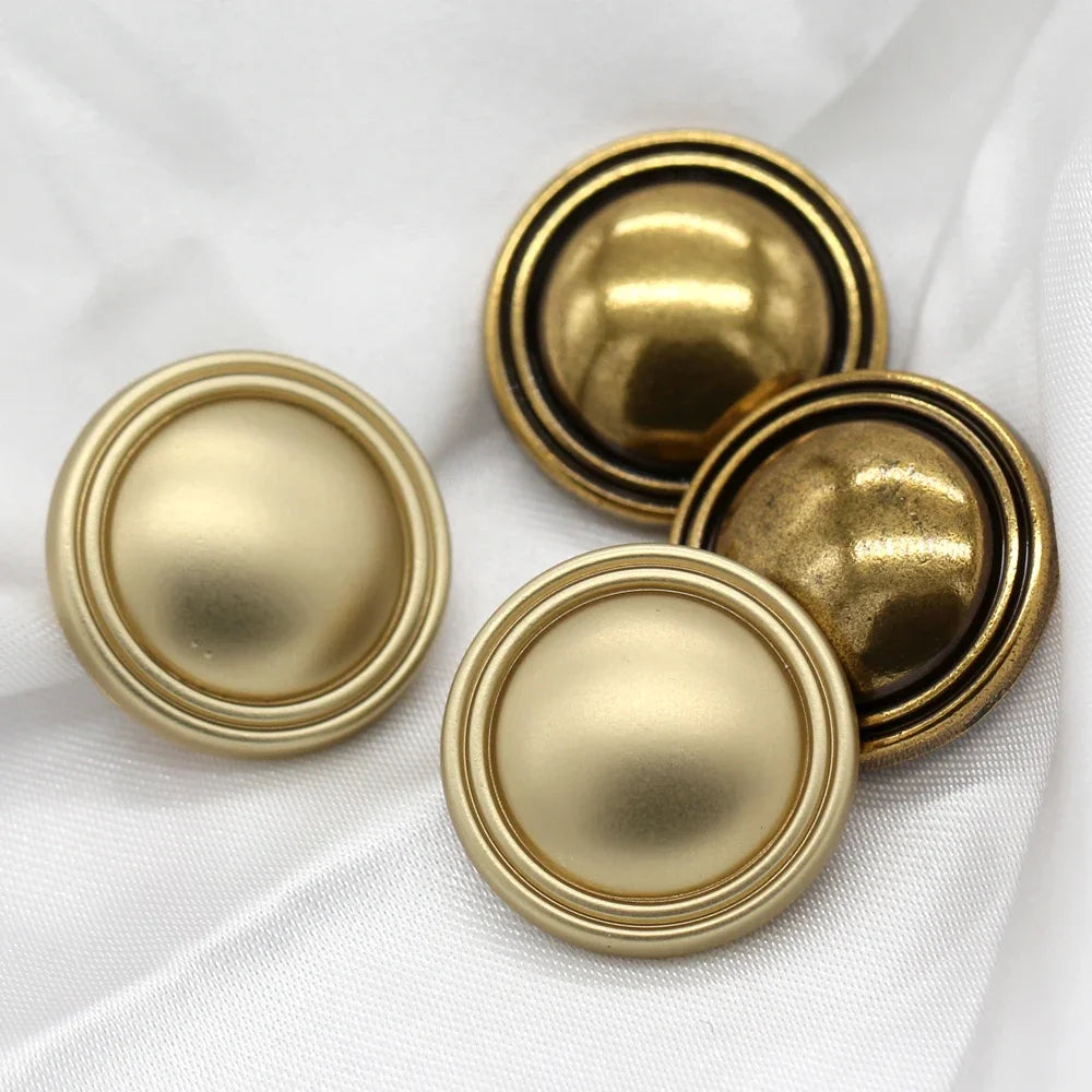 Dsoii 15/18/20/23mm Round Gold Metal Button - 6 PC