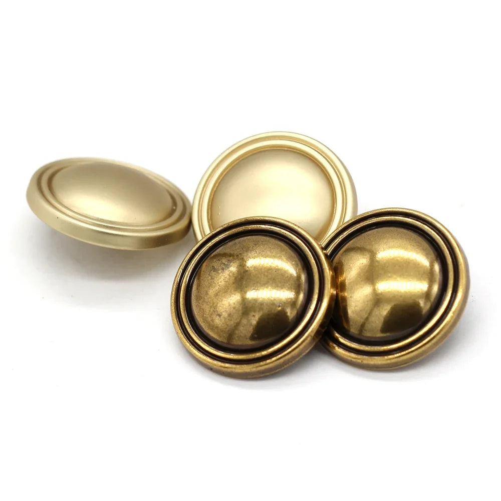Dsoii 15/18/20/23mm Round Gold Metal Button - 6 PC