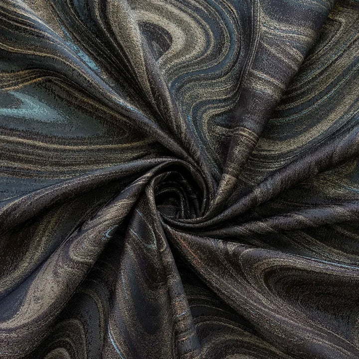 Renier Black Blue Gold Abstract Jacquard Fabric