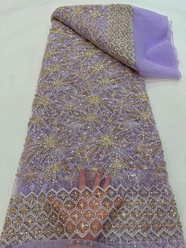 5 YARDS / 10 COLORI / Tessuto per abito da cerimonia nuziale in pizzo scintillante con paillettes ricamate in rilievo Ibrahim
