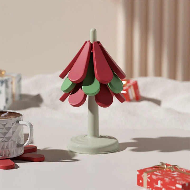 1/3Pcs Tree Shaped Trivet Stackable Christmas Themed Multi-Function Coaster