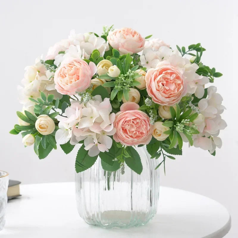 Faux Hydrangea Peony Flower Bundle