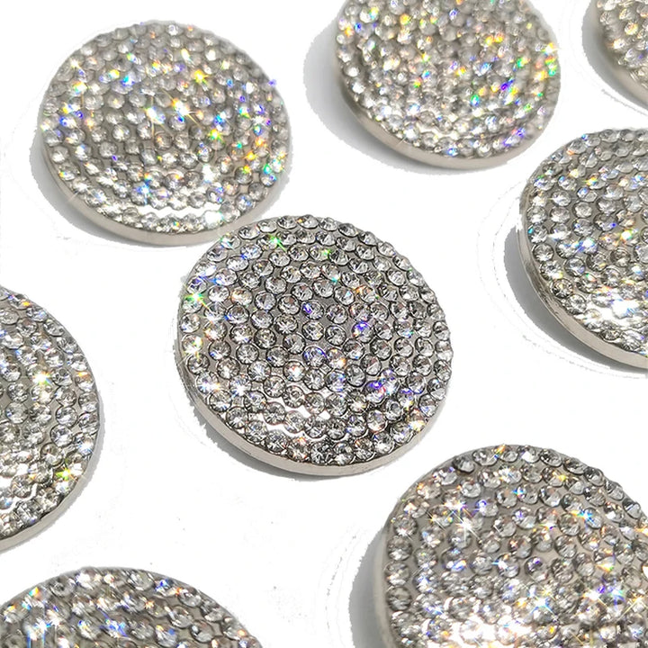 Shuier 26MM Rhinestone Metal Round Buttons - 6 PC