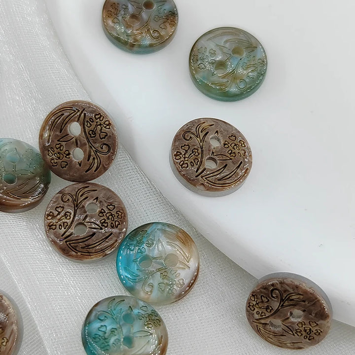 Vintage Flower Small Resin Sewing Button - 20 PC