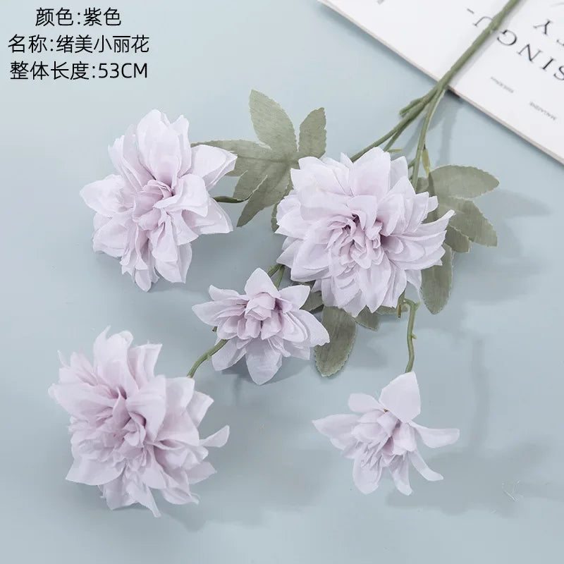 Glimmer 5 Head Artificial Flower Dahlia Flower