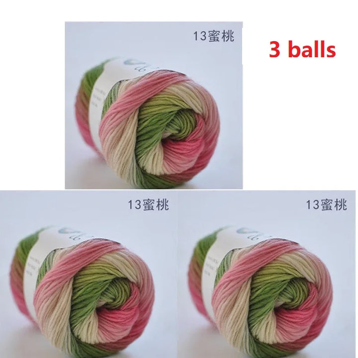 100% Wool Yarn Rainbow Color for Hand Knitting Crochet