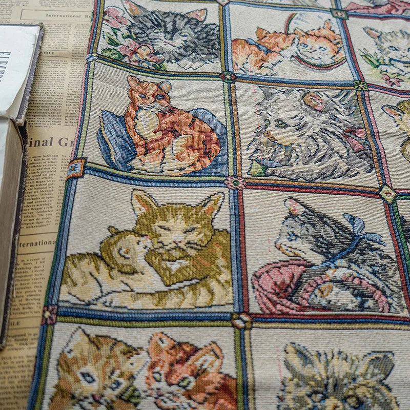 My Cat Friends Butterflies Woven Chenille Fabric