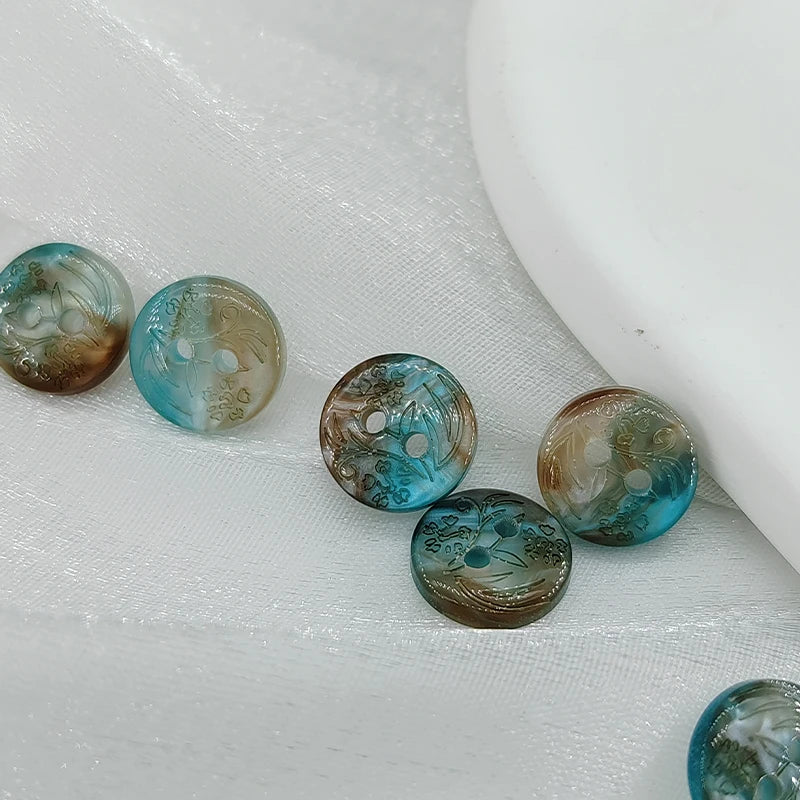 Vintage Flower Small Resin Sewing Button - 20 PC