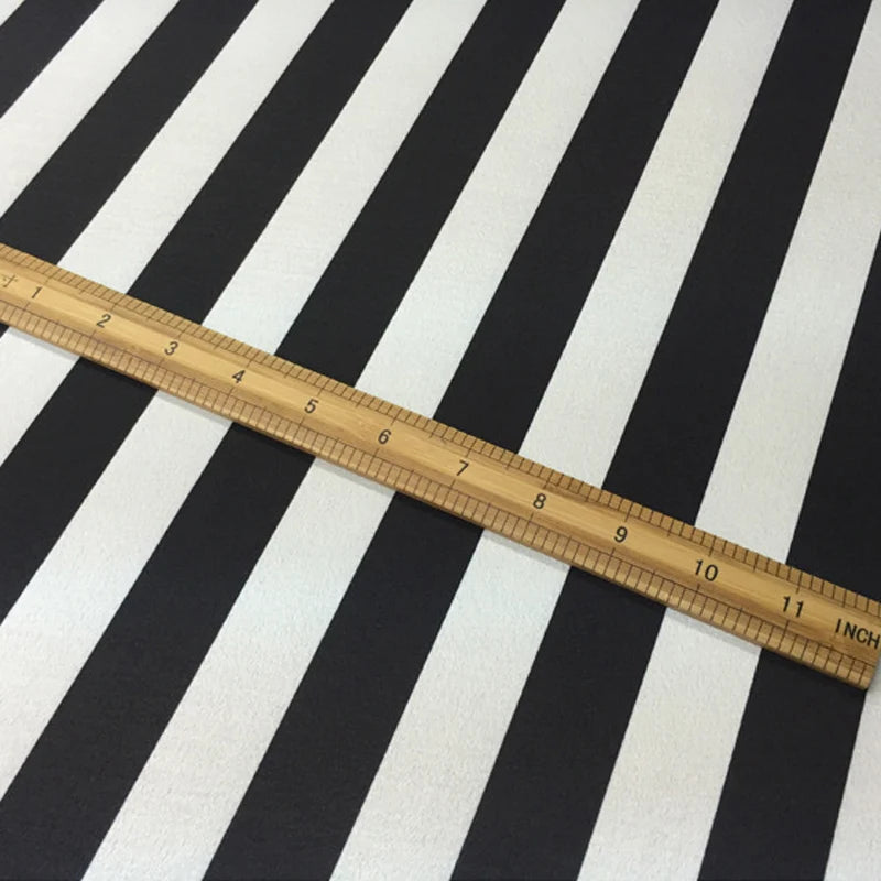 Black & White Stripe Printed Polyester Satin Fabric