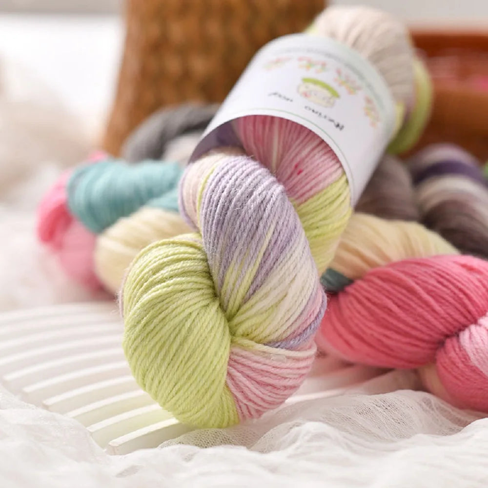 100g Colorful Merino Wool Yarn Handmade Dyed Yarn