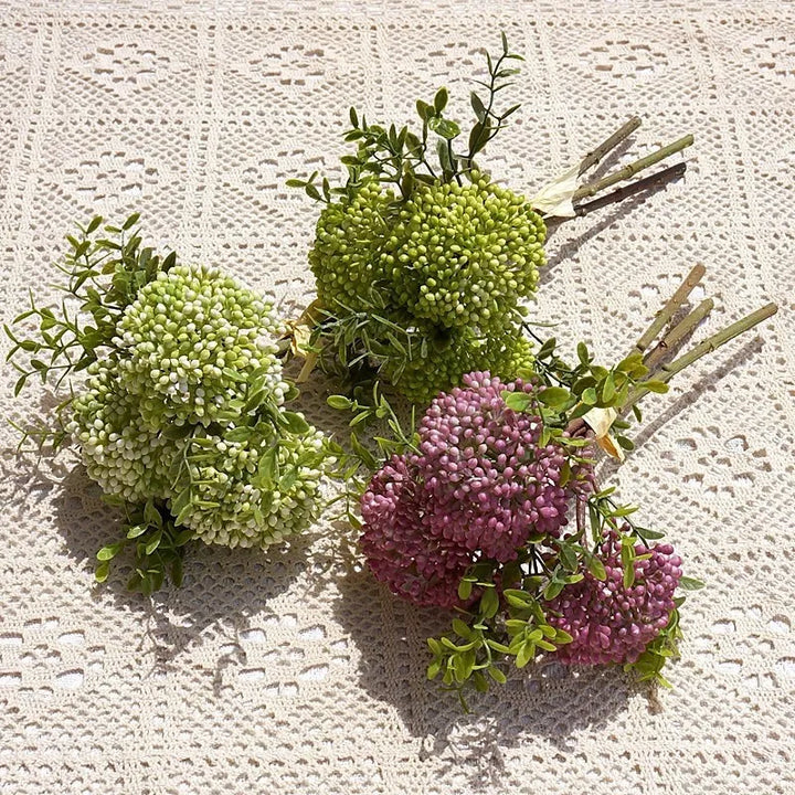 Lina 11 Inch Hydrangea and Oat Grapes Artificial Flower