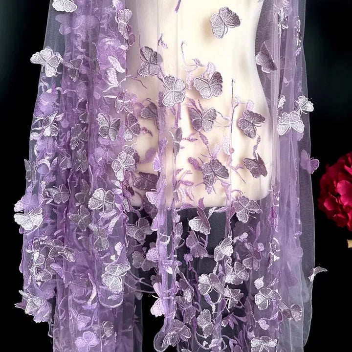 Ivoryne Embroidered Tulle Lace Fabric