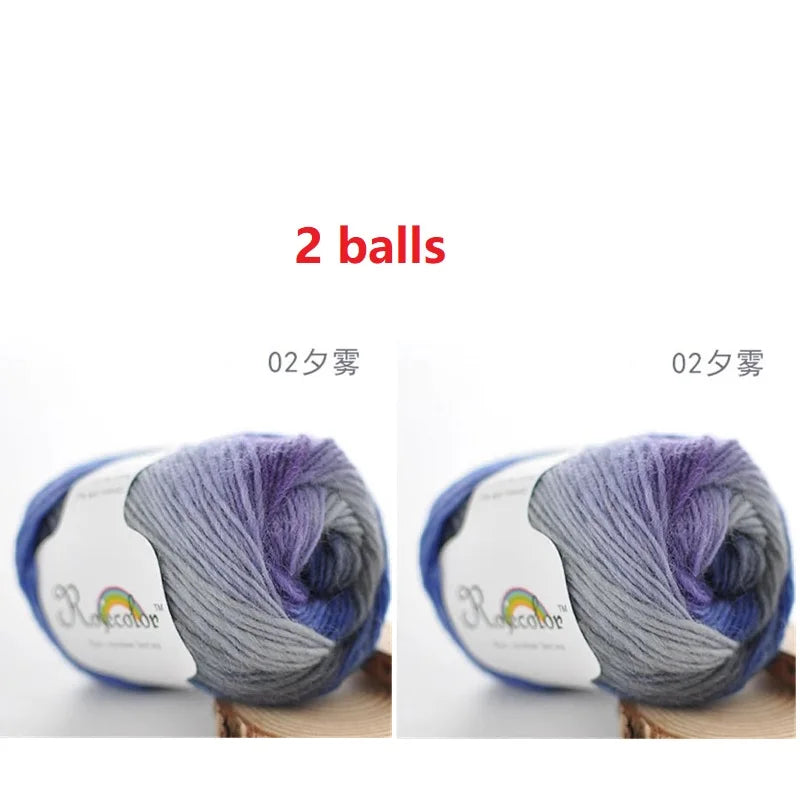 100% Wool Yarn Rainbow Color for Hand Knitting Crochet