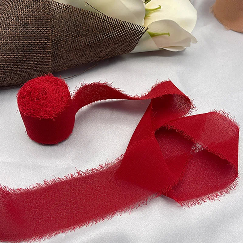 5 Yards / Eternal Roses Chiffon Silk Decoration Ribbon