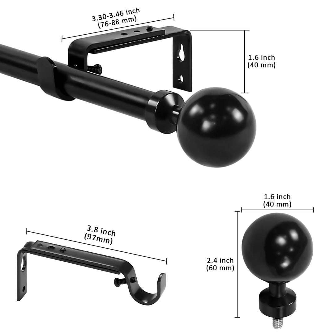 Kore 5/8 Inch Adjustable Heavy Duty Curtain Single Rod Set