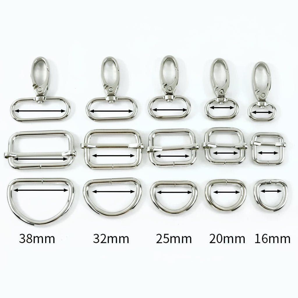 2 SET / 16-38mm Metal Buckles D Ring DIY Accessories Lobster Buckle Set