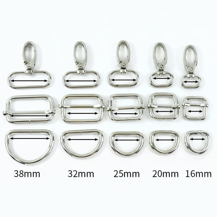 2 SET / 16-38mm Metal Buckles D Ring DIY Accessories Lobster Buckle Set