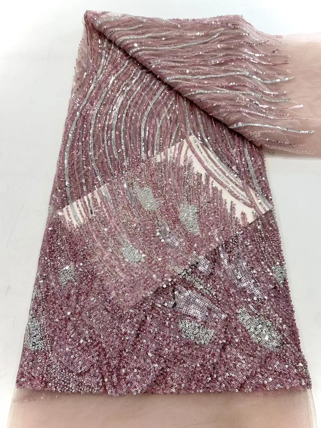 5 YARDS / 10 COLORS / HOROS Sequin Beaded Embroidery Glitter Mesh Dress Lace Fabric