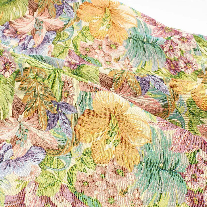 Tessuto in ciniglia jacquard stampato a fiori grandi multicolori Siela