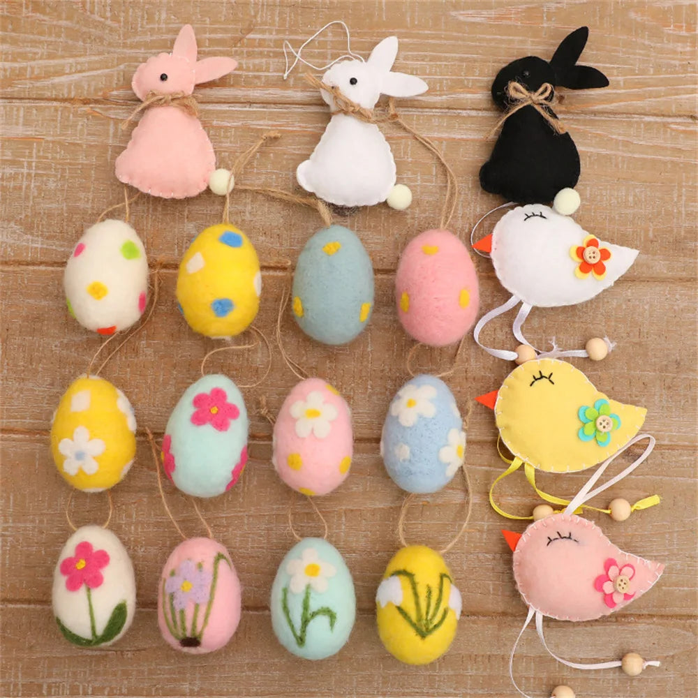 Daisy Wool Felt Easter Egg Ornaments