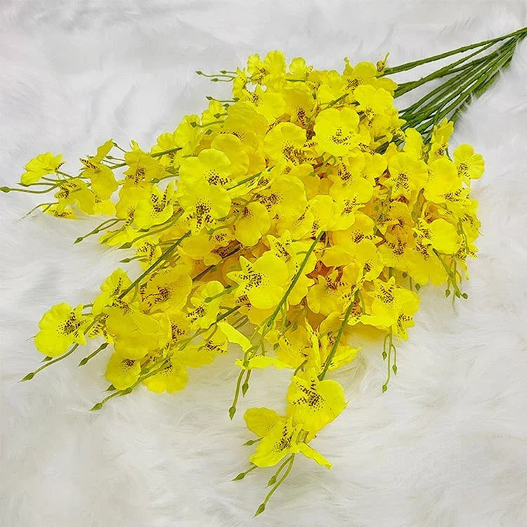 Aura 38 inch Artificial Dancing Orchid Yellow Fake Flower
