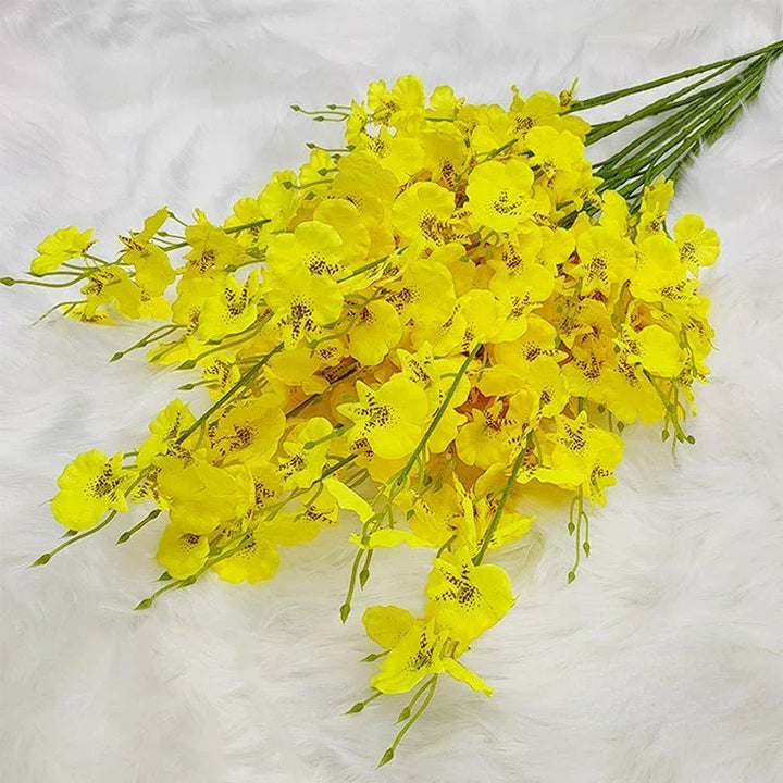 Aura 38 inch Artificial Dancing Orchid Yellow Fake Flower