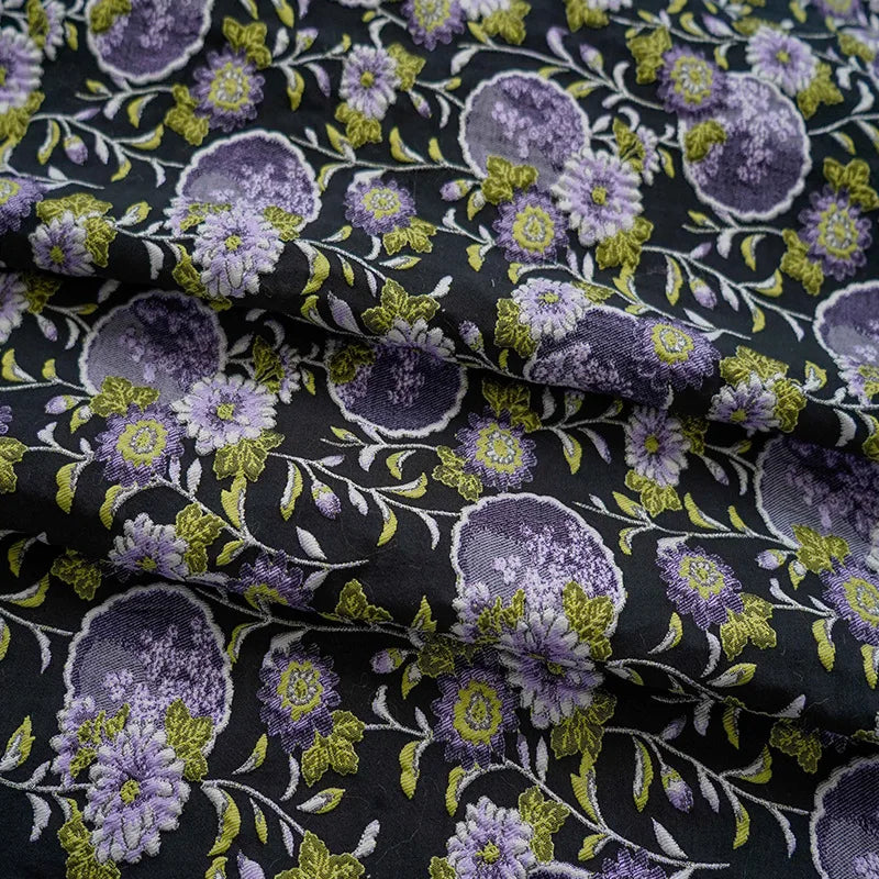 Hayai Purple Black Yarn Dyed Jacquard Fabric