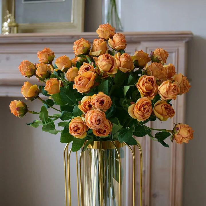 Serein 17 inch 5 Head Vintage Faux Rose Flower