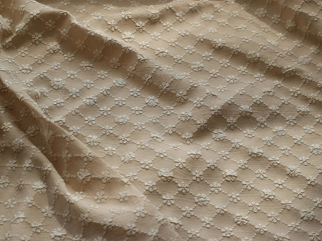 Benin Geometric Small Flower Embossed Bubble Jacquard Fabric