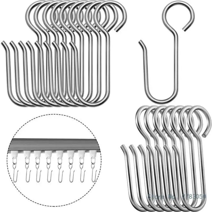 20 PC / Metal S-Shaped Drapery Curtain Hook