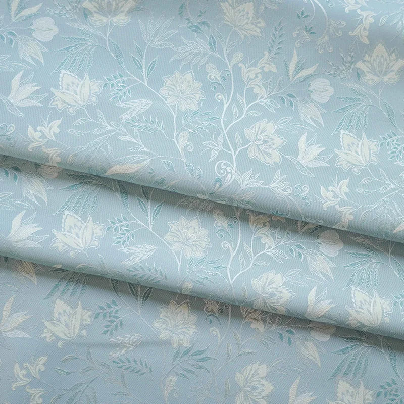 Raiso Light Blue Floral Dyed Jacquard Fabric