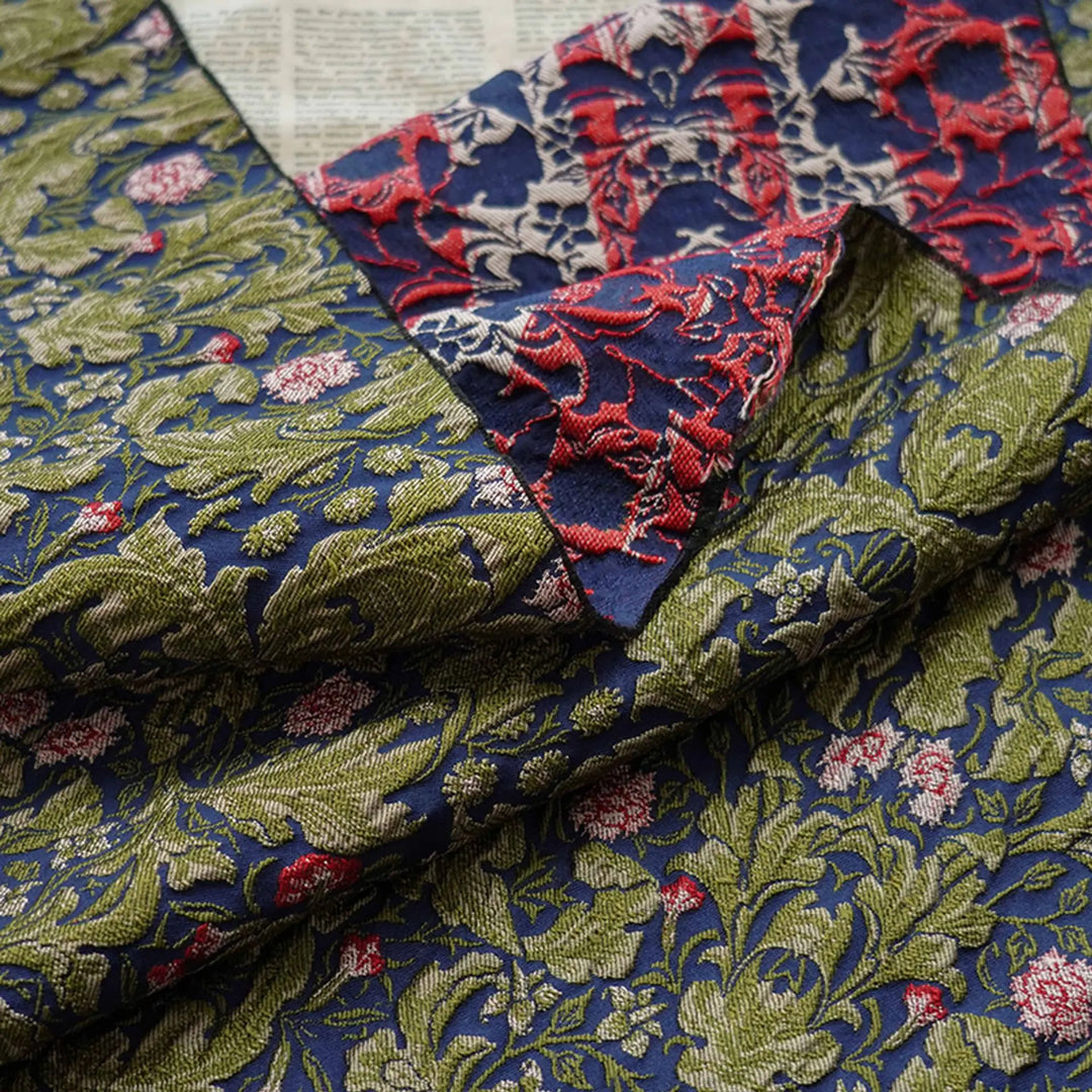 Pinots Dark Green Embossed Jacquard Fabric